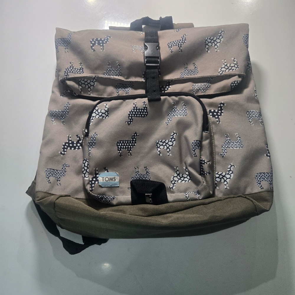 TOMS StandUp Anti-Bullying Roll Top Canvas Backpack Grey Llama Print